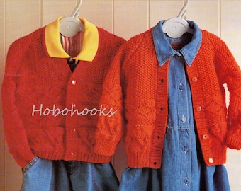 Vintage Baby Cardigans Knitting Pattern, V Neck & Round Neck (PDF Download)
