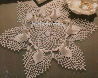 CROCHET swan doilies / doily / centrepiece - in 2 styles - CROCHET PATTERN - pdf instant download