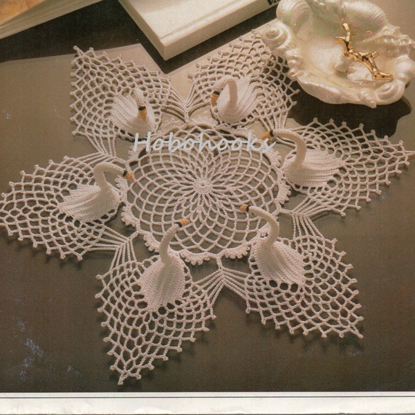 CROCHET swan doilies / doily / centrepiece - in 2 styles - CROCHET PATTERN - pdf instant download