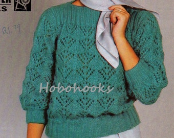 Vintage Lacy Chunky Knit Jumper Pattern (PDF Download)
