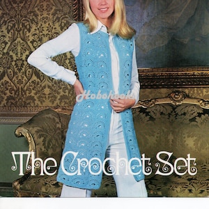Womens CROCHET PATTERN pdf Ladies Long Crochet Waistcoat Womens Crochet vest coat 33-36 inch DK Ladies Crochet Patterns Pdf Instant Download