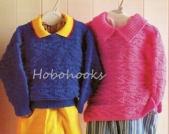 baby childs sweater knitting pattern pdf jumper with collar round neck tunic 16-24" DK light worsted 8ply PDF instant download