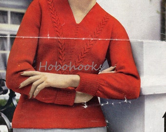Vintage Cable Knit Sweater Pattern: Fitted 50s Jumper (PDF Download)