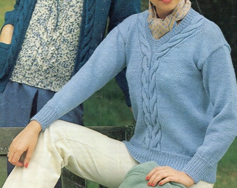 Womens Cable Knit Sweater & Cardigan Pattern (32-38 inches) (PDF Pattern)