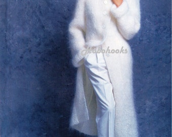 womens mohair coat knitting pattern pdf long length mohair jacket 32-42inch 12ply mohair womens knitting patterns pdf instant download