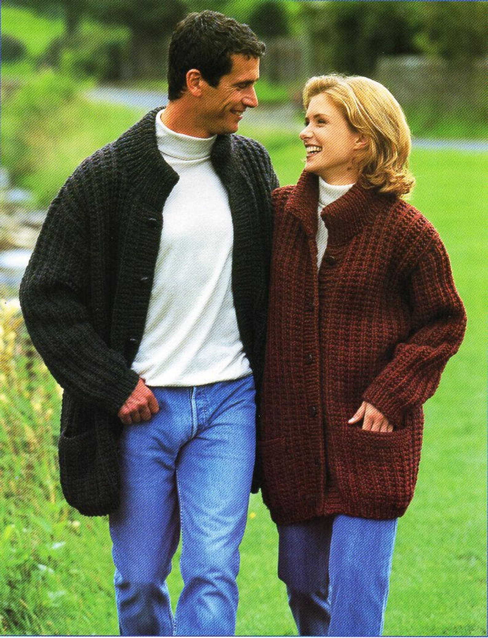 Womens Mens Jacket Knitting Pattern Pdf Chunky Ladies Long Etsy UK