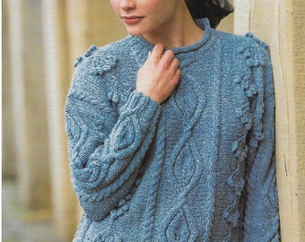 womens aran sweater knitting pattern pdf ladies cable jumper 30-44 " aran worsted 10ply pdf instant download