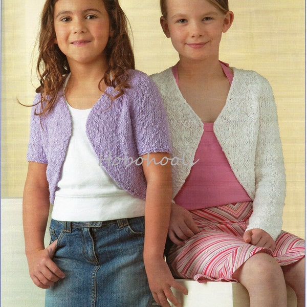 Girls boleros knitting pattern PDF childrens bolero short or long sleeve cardigan 20-30"  DK light worsted 8ply pdf instant download