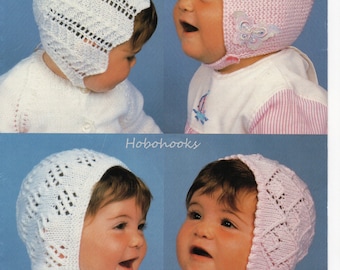 Baby lacy bonnets knitting pattern pdf download baby hats knitting pattern in 4 styles 3-9 months DK baby knitting pattern instant download