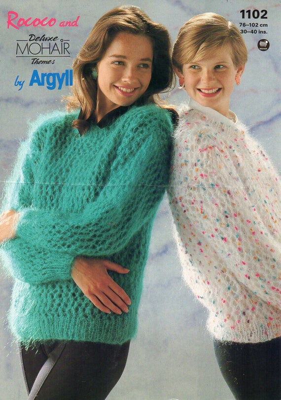 Womens Mohair Sweater Knitting Pattern Pdf Ladies Lacy Chunky
