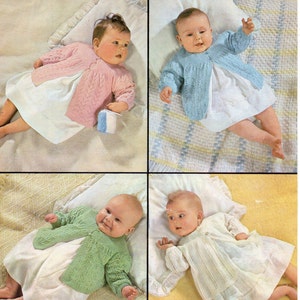 Vintage Baby 3ply Matinee Coat Knitting Pattern PDF Baby Matinee Jacket Baby Cardigan 18&quot; Baby Knitting Patterns PDF instant download
