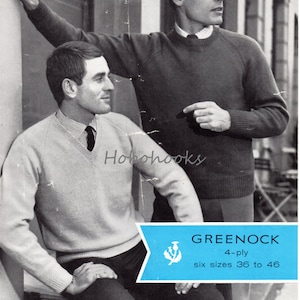Mens sweaters knitting pattern pdf 4 ply pullovers v neck round neck raglan sweater 36-46 inch 4Ply fingering PDF instant download