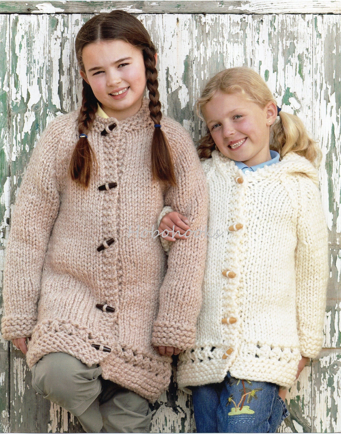 Childrens Coat Knitting Pattern Pdf Girls Hooded Coat Hood or | Etsy
