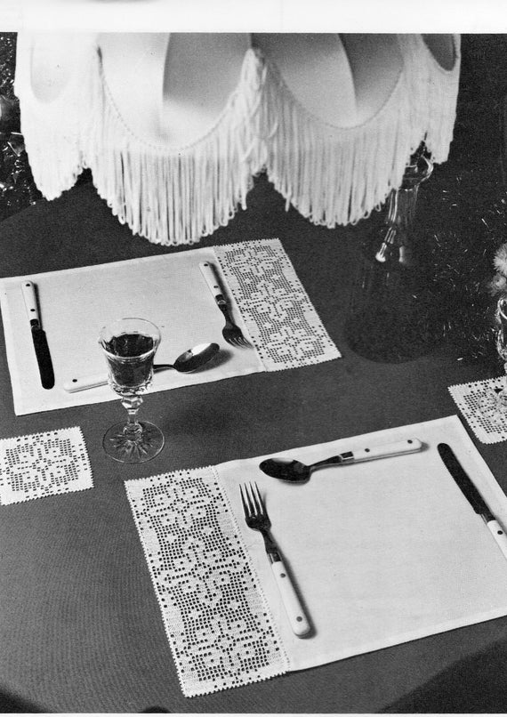 Vintage crochet table mats glass mats crochet pattern pdf Etsy