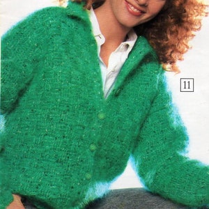 womens cardigan crochet pattern pdf ladies crochet jacket with collar 34-40" 10ply mohair pdf instant download
