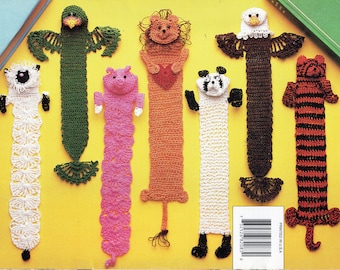 Crochet Bookmarks CROCHET PATTERN pdf download novelty animal bookmarks lion parrot eagle tiger lamb panda pig crochet cotton