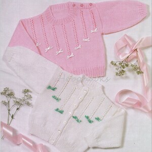 baby cardigan sweater knitting pattern pdf girls jumper jacket round neck button shoulder 16-24&quot; DK light worsted 8ply PDF instant download