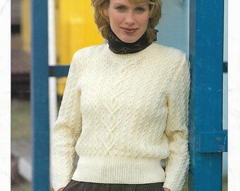Womens Cable Knit Sweater Pattern, Ladies Jumper (28-44") (PDF Pattern)