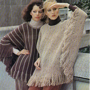 vintage womens poncho cape KNITTING PATTERN pdf ladies poncho side and shoulder buttons 32-38inch DK light worsted 8ply yarn pdf download
