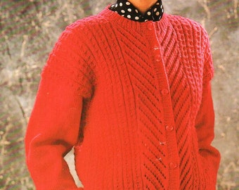womens KNITTING PATTERN pdf womens cardigan ladies jacket 32-42" DK light worsted 8ply pdf instant download