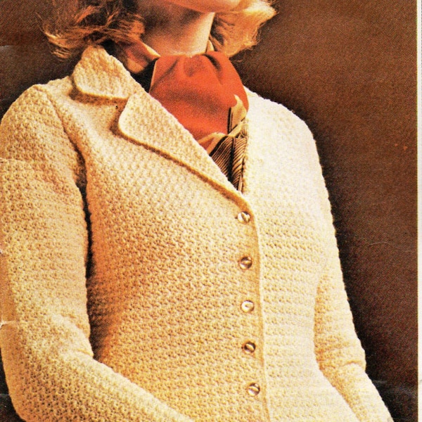 vintage womens crochet jacket skirt suit crochet pattern pdf ladies crochet jacket 34-44" DK Light Worsted 8Ply pdf instant download