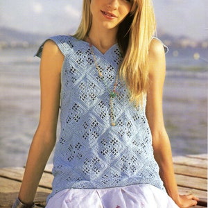 womens crochet top CROCHET PATTERN pdf ladies lacy crochet motif top 32-42 inch cotton 4ply fingering yarn pdf instant download