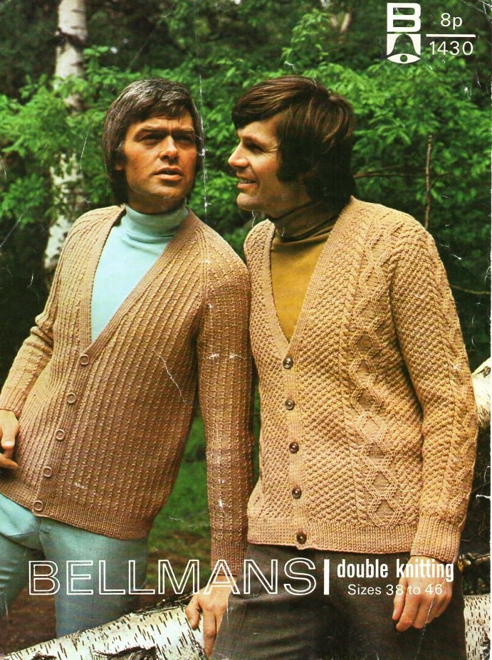 Vintage Mens Cardigan Knitting Pattern Pdf Mans Cable Jacket Etsy
