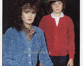 Chenille Cardigan Knitting Pattern PDF, Ladies Chunky Knit (26-40 inch)