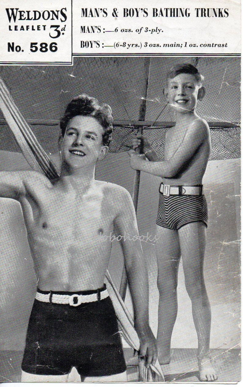 Mens Retro Swim Suits & Cabana Sets Vintage Mens bathing trunks knitting pattern PDF mens swimming trunks knitted swimwear boys 6-8 yrs men 34-40