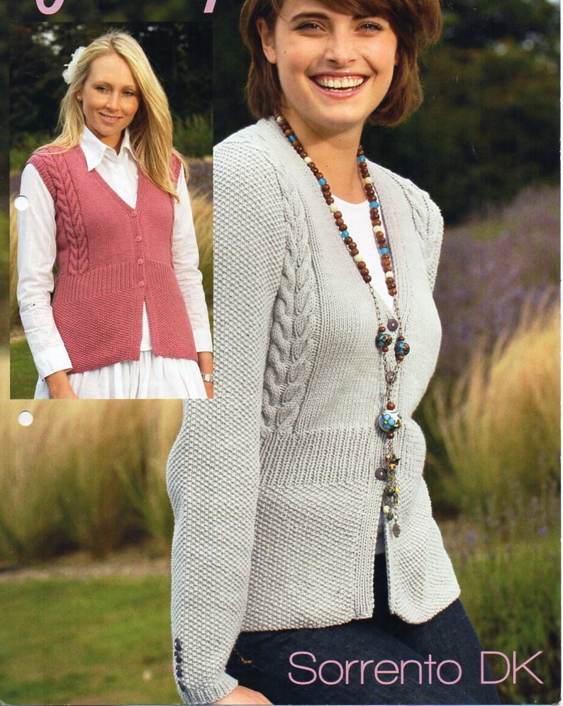 Womens cardigan waistcoat knitting pattern PDF ladies cable Etsy