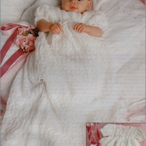 Baby christening dress knitting pattern PDF baby baptism gown baby dress christening gown robe 18&quot; 2ply lace PDF instant download