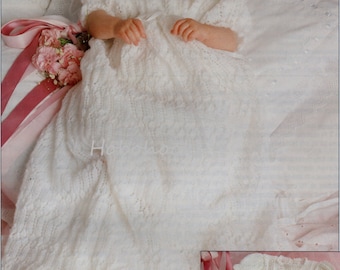 Baby christening dress knitting pattern PDF baby baptism gown baby dress christening gown robe 18" 2ply lace PDF instant download