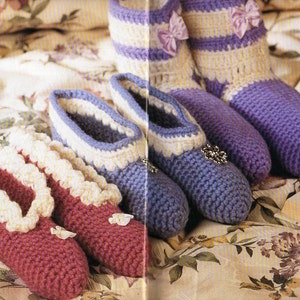 womens crochet slippers crochet pattern pdf ladies crochet bed booties bootees small medium large DK light worsted Instant Download