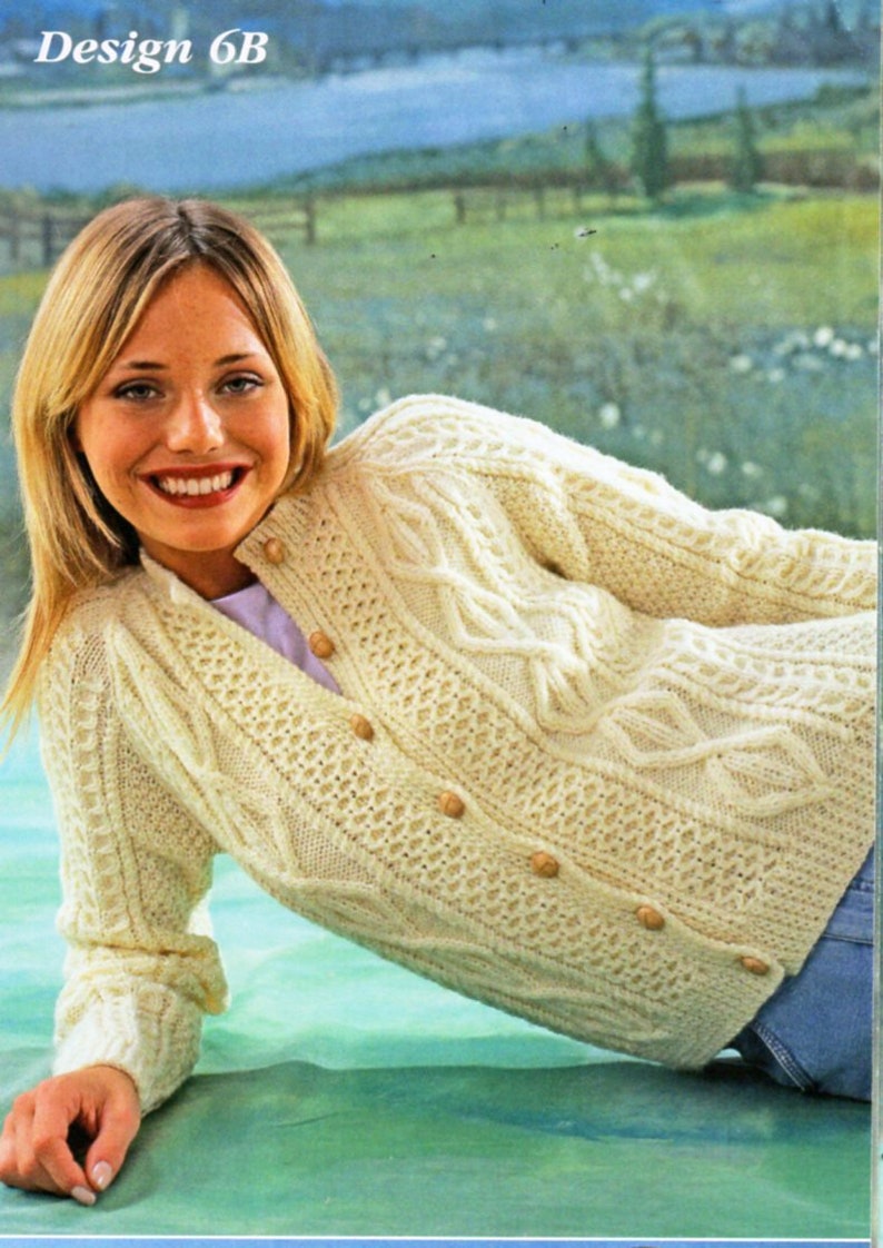 Womens Aran Jacket Knitting Pattern Pdf Ladies Cable Cardigan Etsy UK