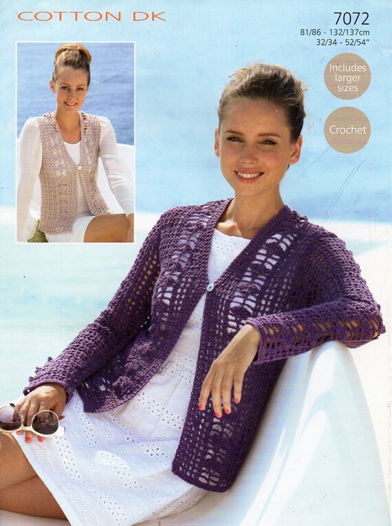 Sizes 34-52 Plus Sizes PDF Instant Download. Ladies Cardigan Crochet Pattern Easy Crochet