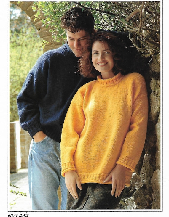 Womens Mens Sweater Knitting Pattern Pdf Ladies Border Detail - Etsy