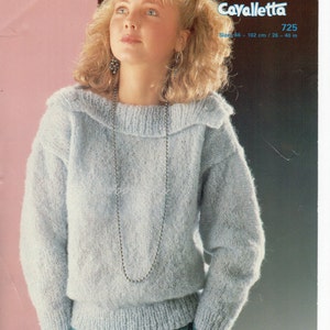 womens mohair sweater knitting pattern pdf ladies mohair jumper with wide collar 26-40&quot; 10ply mohair pdf instant download