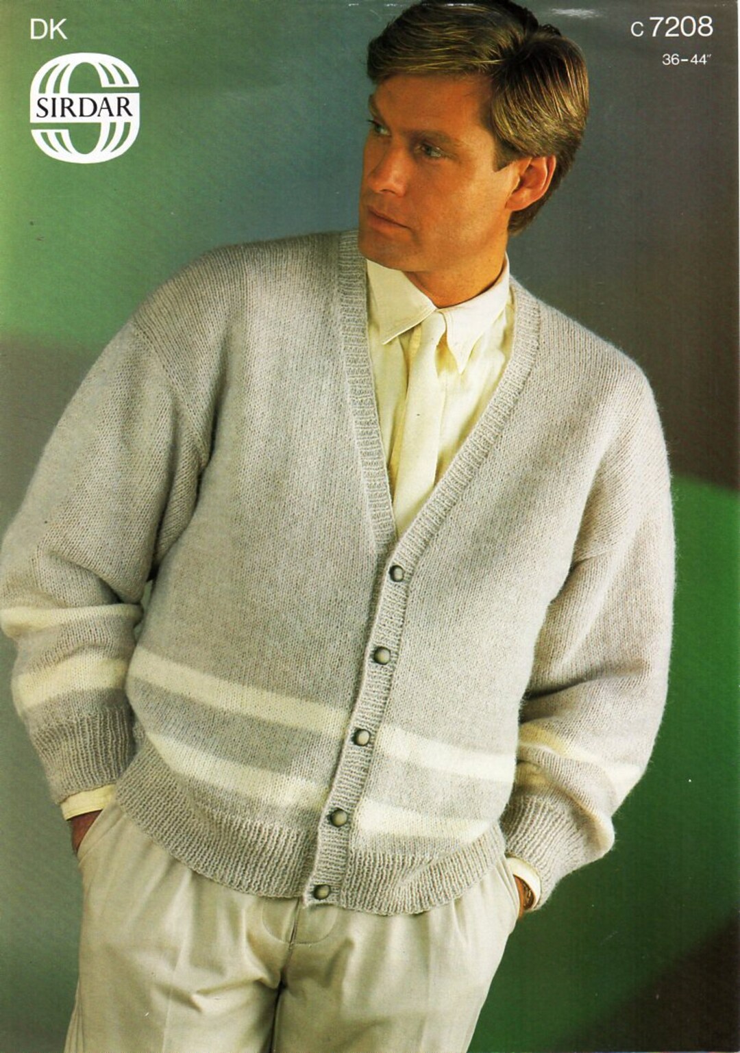 Mens Cardigan Knitting Pattern PDF Mens V Neck Striped Jacket Vintage ...