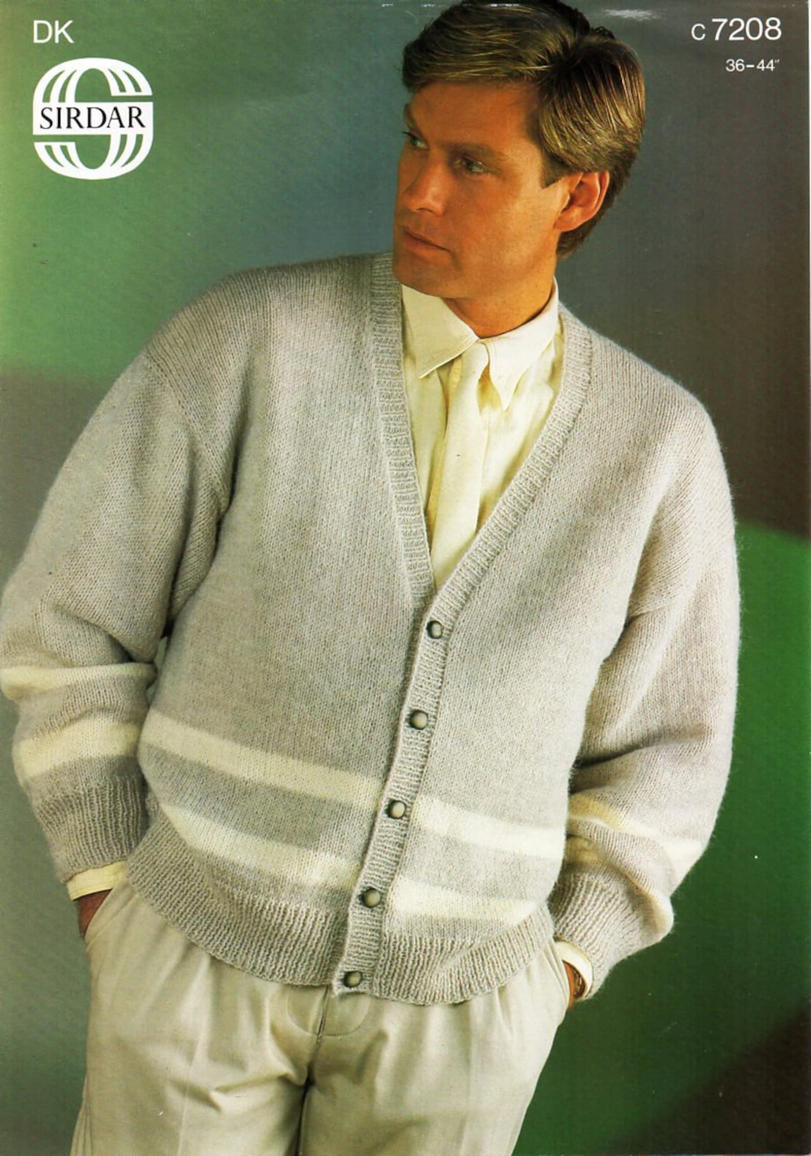 Mens cardigan knitting pattern PDF mens v neck striped jacket Etsy