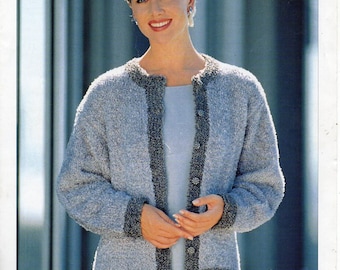 Womens Chunky Knit Cardigan Pattern, Round Neck Jacket (PDF Download)