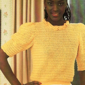 vintage womens crochet top crochet pattern pdf ladies crochet blouse 32-34" 4ply fingering pdf instant download