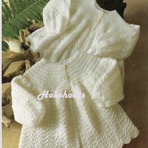 Baby Knitting Pattern Baby Lacy Matinee Coats Baby Matinee Jackets Lacy 16-20 inch Newborn 2 ply Baby Knitting Patterns PDF instant download