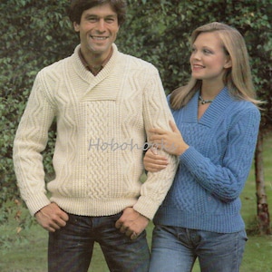 womens / mens aran sweater knitting pattern 32-44 inches aran yarn unisex knitting pattern PDF instant download