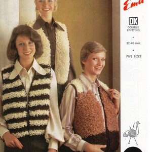 Vintage womens loopy waistcoat knitting pattern PDF  ladies loop stitch vest 32-40" DK light worsted 8ply instant download