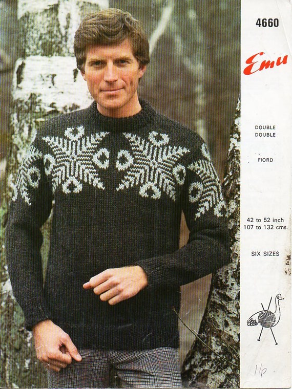 Pull jacquard vintage pour homme tricot motif pdf pull jacquard pour homme  plus grande taille 42-52 gros volumineux pdf téléchargement immédiat - Etsy  France