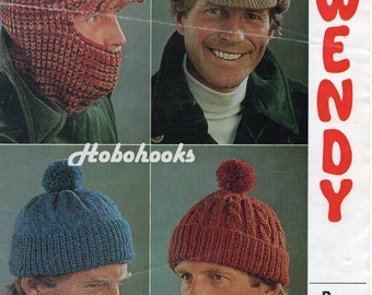 mens hat knitting pattern pdf mens cap balaclava bobble hat cable hat DK light worsted 8ply mens knitting pattern pdf instant download