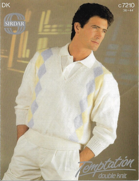 Mens Diamond Pattern Sweater Knitting 