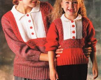 womens polo shirt knitting pattern pdf DK ladies / girls collar sweater jumper Vintage 34-38 inch DK light worsted 8ply Instant download