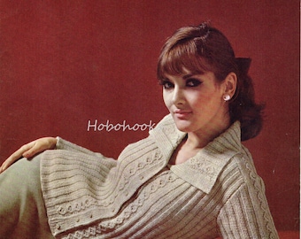 Vintage Cable Knit Cardigan Pattern, Ladies Jacket (34-38") (PDF Download)