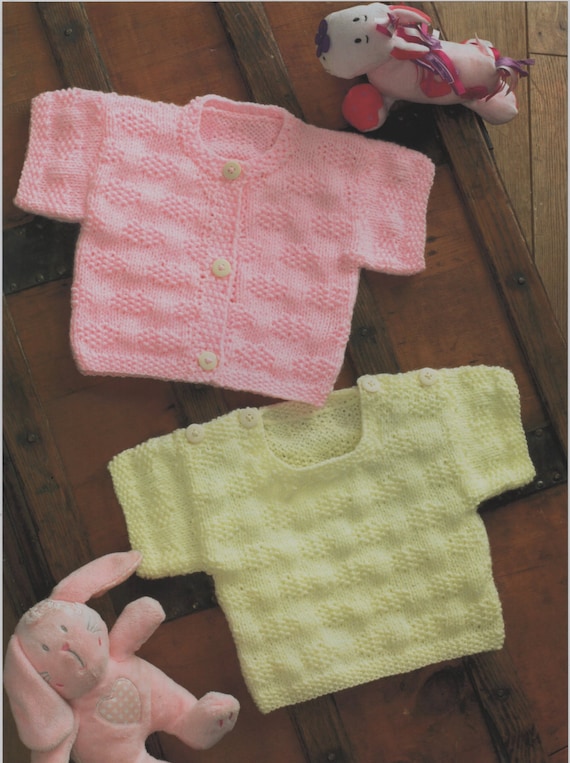 Baby DK Short Sleeve Cardigan Sweater Knitting Pattern PDF